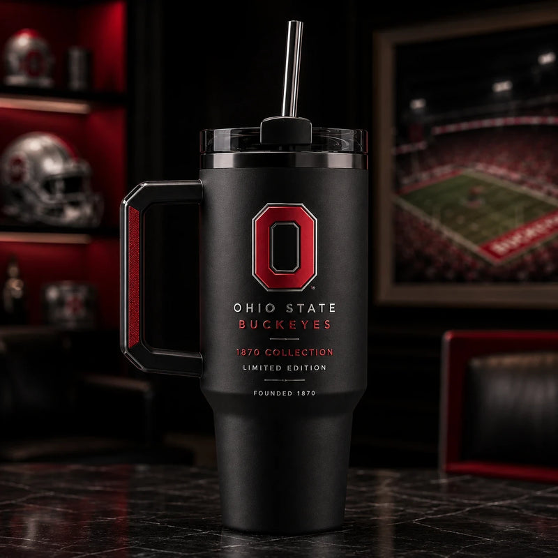 OSU Blackout - Scarlet Block O on a Tonal Tumbler